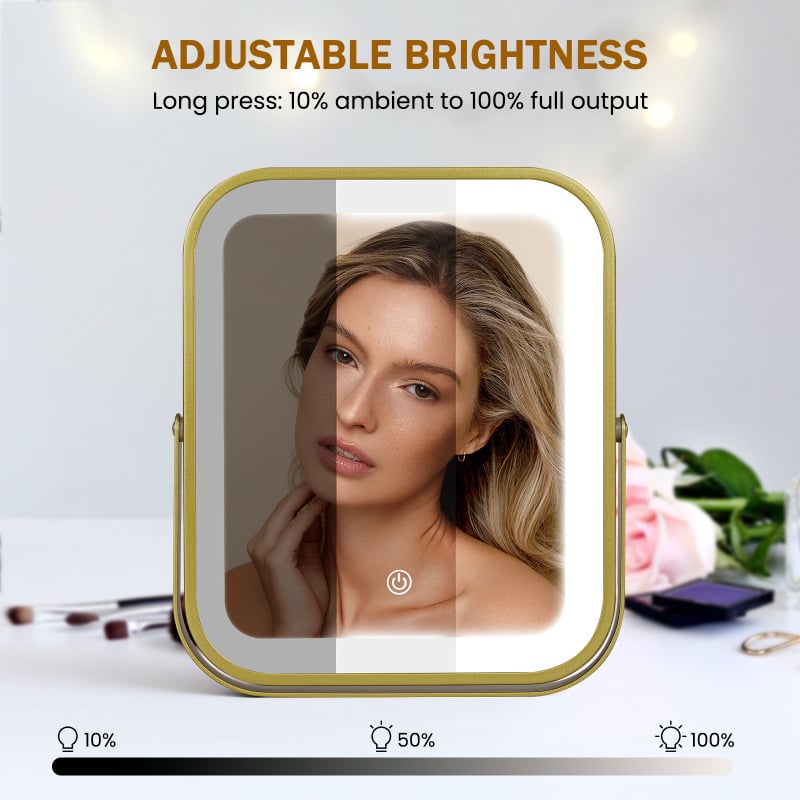 Oglindă de machiaj cu LED alimentată cu baterii, pentru birou/masă, iluminare inteligentă pentru dormitor.