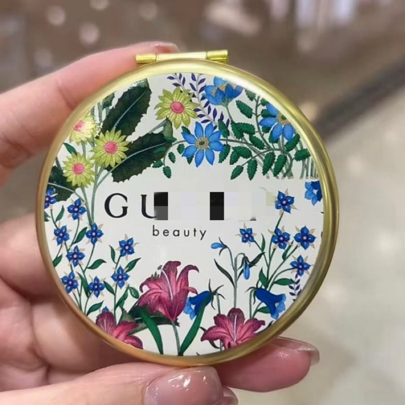 Oglindă de machiaj aurie, pliabilă, pentru retușuri, mică oglindă circulară