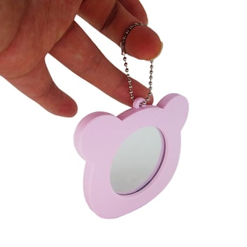 Oglindă de machiaj din silicon cu pandantiv ursuleț desen animat, 7x7 cm, ramă PVC moale, personalizabilă cu imaginea ta