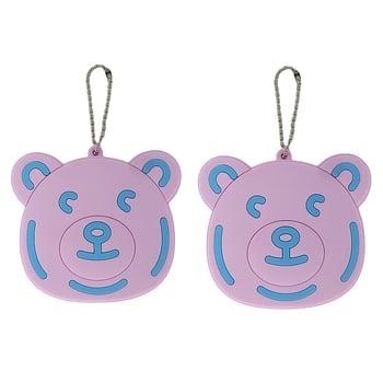 Oglindă de machiaj din silicon cu pandantiv ursuleț desen animat, 7x7 cm, ramă PVC moale, personalizabilă cu imaginea ta