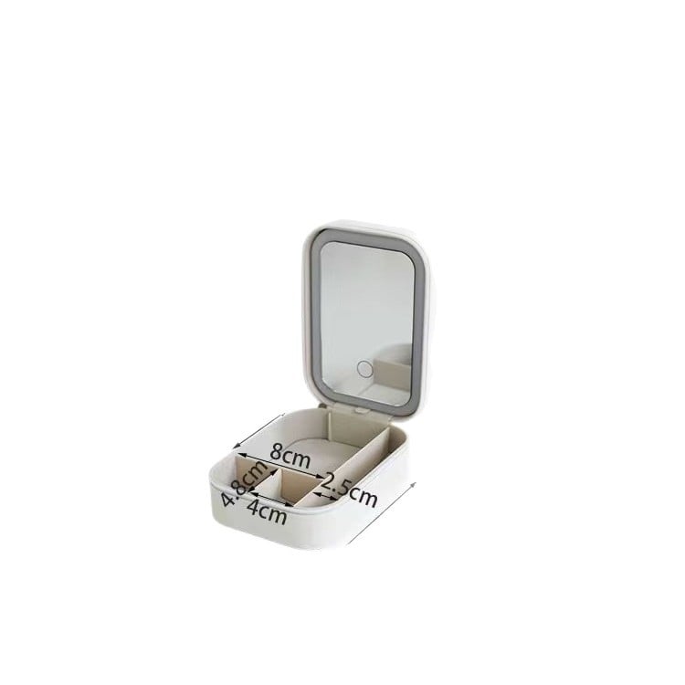 Geantă mini pentru machiaj cu oglindă LED, organizator cosmetic portabil pentru călătorii