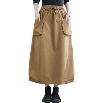 Toamnă 2026: fustă midi casual cu talie înaltă, stil artistic, plus size, versatilă pentru femei.