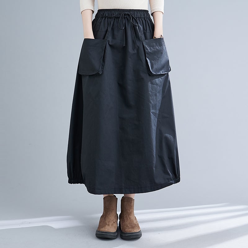 Toamnă 2026: fustă midi casual cu talie înaltă, stil artistic, plus size, versatilă pentru femei.
