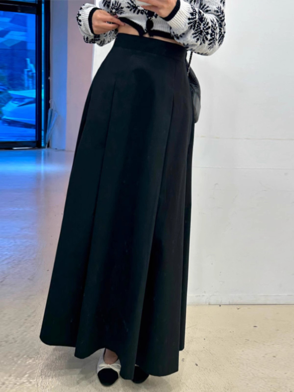 Fustă midi în formă de umbrelă, talie înaltă, stil franțesc vintage care subțiază silueta, pentru primăvară-toamnă