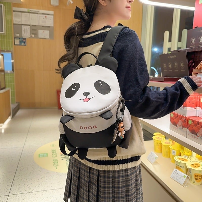 Rucsac drăguț pentru grădiniță cu panda roșu — din nylon, respirabil și durabil.