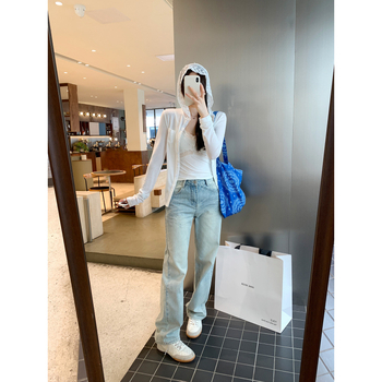 Cardigan tricot cu glugă, patchwork din dantelă franțuzească, pentru femei, mărime mică, stil 2025, protecție solară, top răcoros
