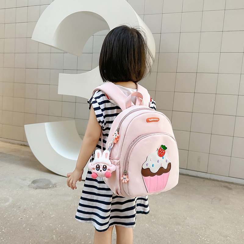 Rucsac pentru fetițe, anti-pierdere, din nylon respirabil, model fructe – cireșe, ușor, pentru 3–5 ani, grădiniță