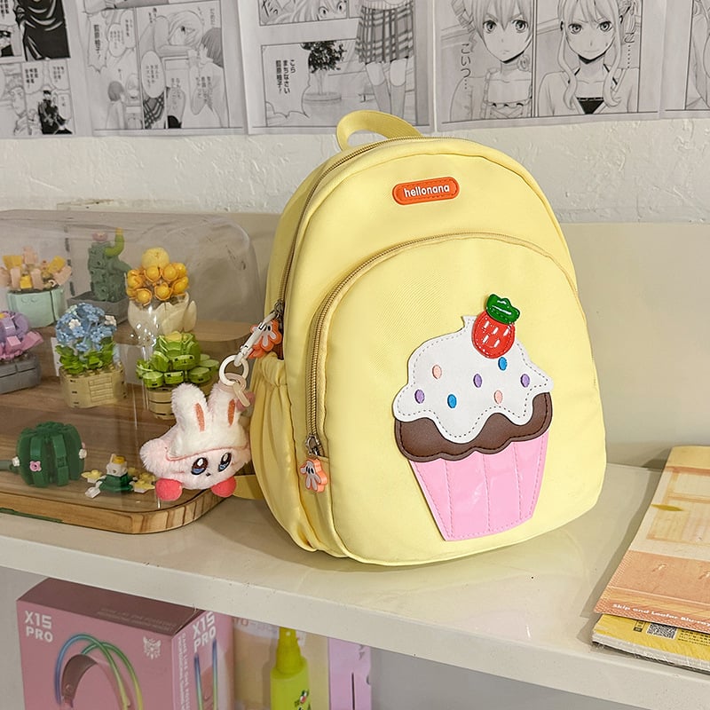 Rucsac pentru fetițe, anti-pierdere, din nylon respirabil, model fructe – cireșe, ușor, pentru 3–5 ani, grădiniță