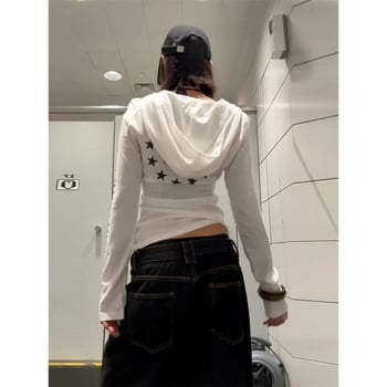 Top cu capuchon din bumbac, stil american, protecție solară, femei, stil gotic, mâneci lungi, croială slim