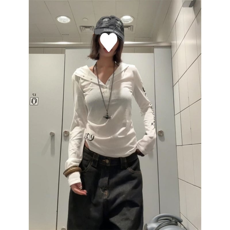 Top cu capuchon din bumbac, stil american, protecție solară, femei, stil gotic, mâneci lungi, croială slim