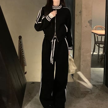 Set sportiv casual din două piese, stil coreean, hanorac cu glugă, croi lejer, design slim pentru primăvară și toamnă