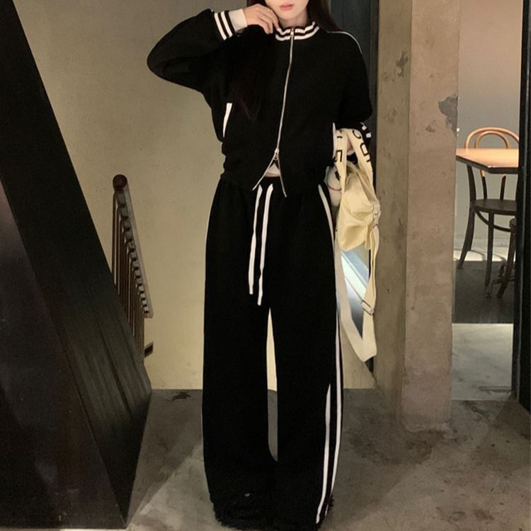Set sportiv casual din două piese, stil coreean, hanorac cu glugă, croi lejer, design slim pentru primăvară și toamnă