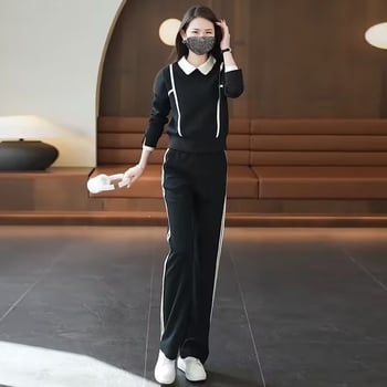 Set de două piese casual sport pentru femei – Primăvara 2024, stil coreean, hanorac și pantaloni
