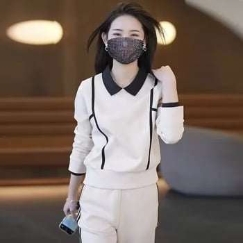 Set de două piese casual sport pentru femei – Primăvara 2024, stil coreean, hanorac și pantaloni