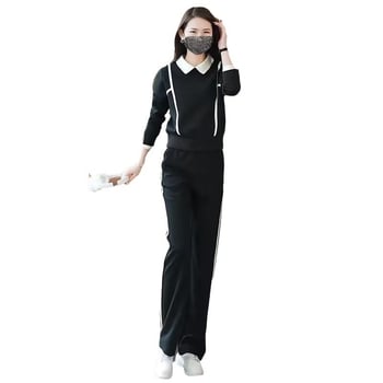 Set de două piese casual sport pentru femei – Primăvara 2024, stil coreean, hanorac și pantaloni