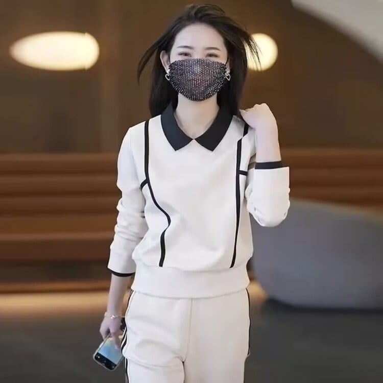 Set de două piese casual sport pentru femei – Primăvara 2024, stil coreean, hanorac și pantaloni
