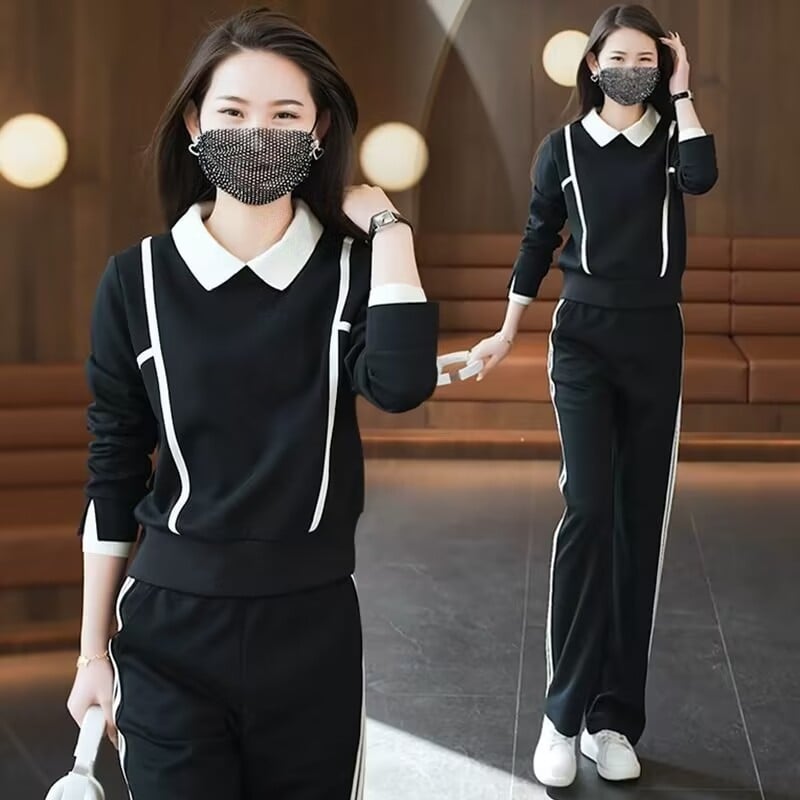 Set de două piese casual sport pentru femei – Primăvara 2024, stil coreean, hanorac și pantaloni