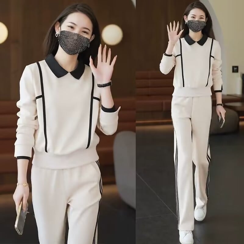 Set de două piese casual sport pentru femei – Primăvara 2024, stil coreean, hanorac și pantaloni