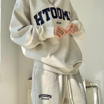 Set de trening casual de toamnă-iarnă cu stil retro american hip-hop pentru femei, hanorac lejer și pantaloni de trening, set din două piese pentru alergare.