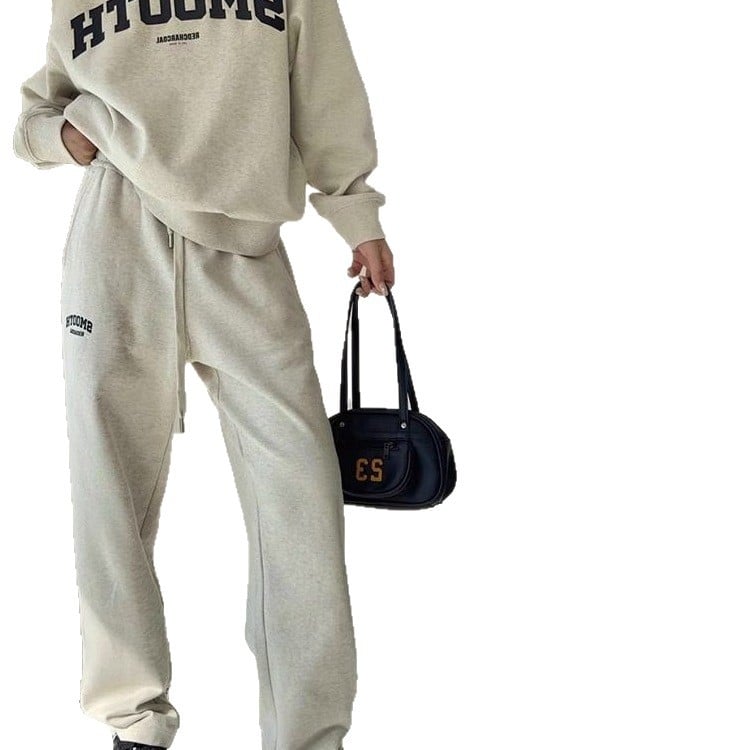 Set de trening casual de toamnă-iarnă cu stil retro american hip-hop pentru femei, hanorac lejer și pantaloni de trening, set din două piese pentru alergare.