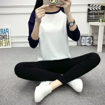 Top tricotat lejer pentru femei cu guler rotund, mâneci lungi, imprimeu geometric