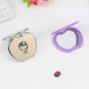Oglindă de machiaj din aluminiu, pliabilă, portabilă, în formă de măr, cu logo personalizat