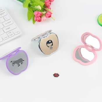 Oglindă de machiaj din aluminiu, pliabilă, portabilă, în formă de măr, cu logo personalizat
