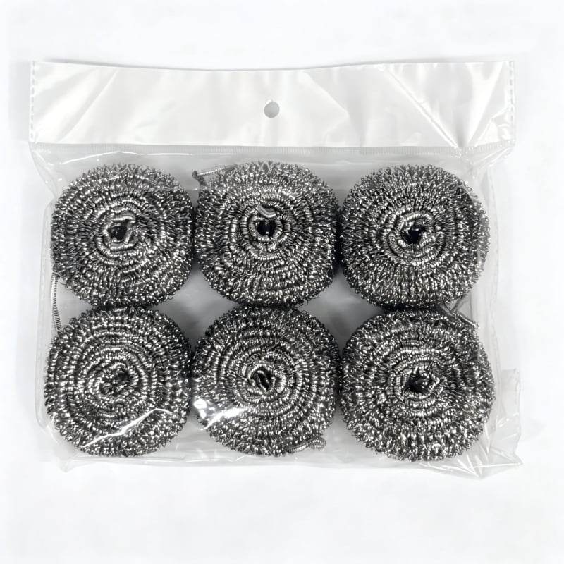 Bile din oțel inoxidabil, set de 6 bucăți, durabile, fără scăpări de fibre, pentru curățarea oalelor și a vaselor