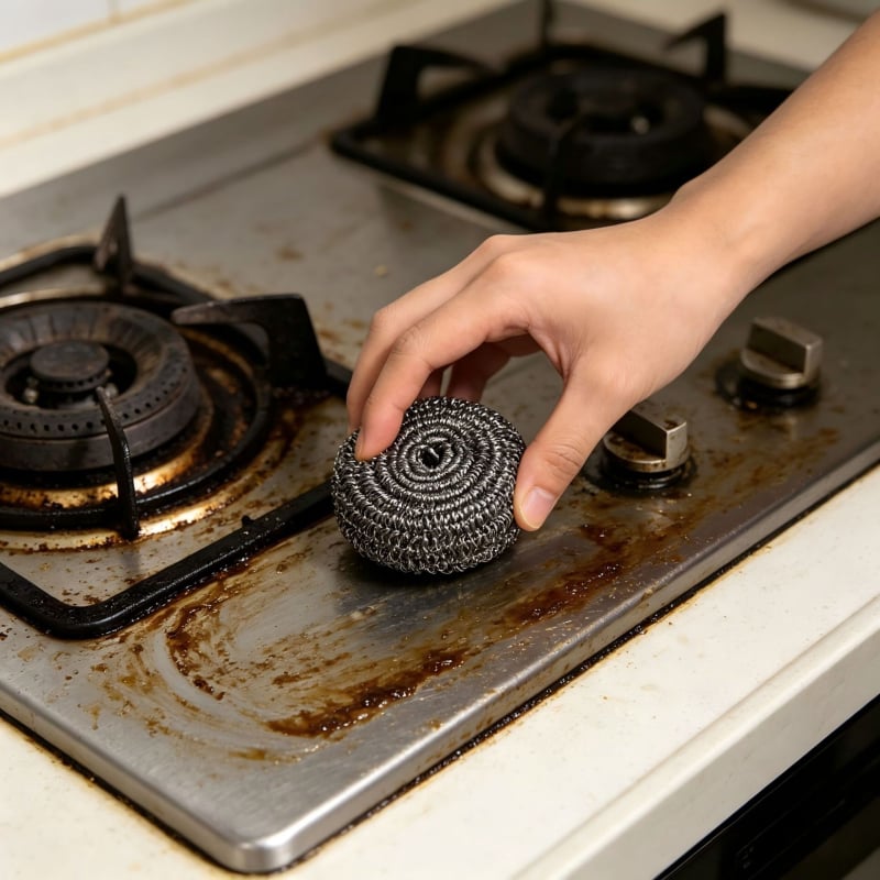 Bile din oțel inoxidabil, set de 6 bucăți, durabile, fără scăpări de fibre, pentru curățarea oalelor și a vaselor