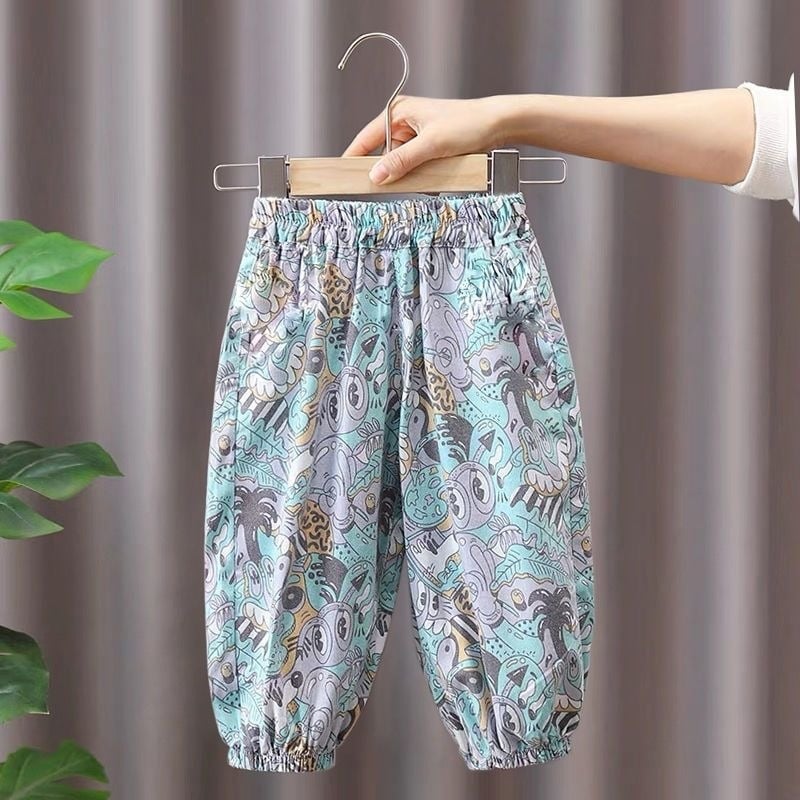 Set din bumbac pentru copii: pantaloni lungi anti-țânțari și tricou subțire cu mâneci scurte, stil coreean