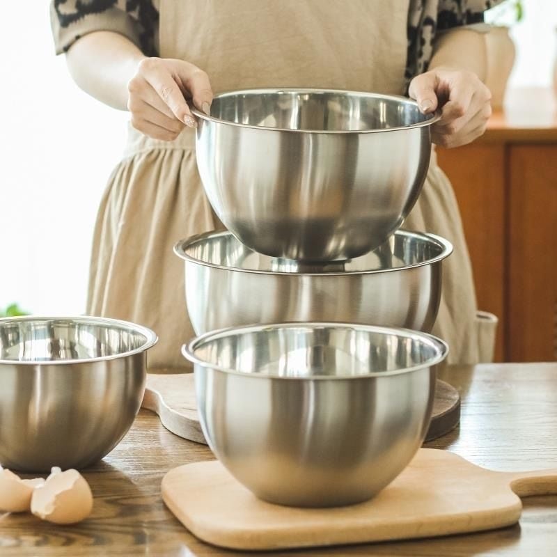 Vas din oțel inoxidabil 304, grad alimentar, pentru bucătărie – gătit, coacere, bătut ouă, cremă și frământat aluat