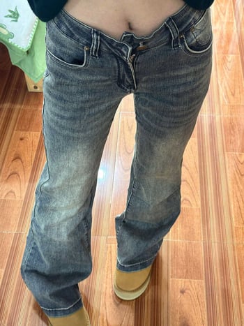 Jeansi pentru femei, stil primăvară-toamnă, în formă de pară, croială retro ușor evazată, plus size, elastici, alungă silueta, bootcut