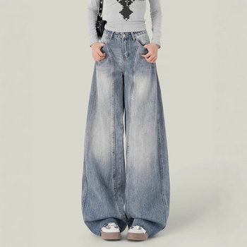 Jeansi din denim cu talie înaltă și croială largă, tăiere scythe-cut – stil american retro pentru femei, iarna 2025