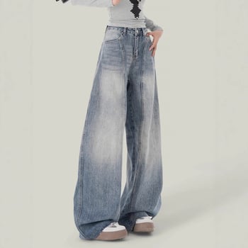 Jeansi din denim cu talie înaltă și croială largă, tăiere scythe-cut – stil american retro pentru femei, iarna 2025