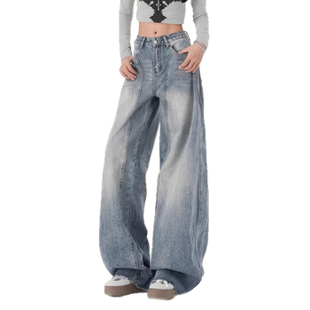 Jeansi din denim cu talie înaltă și croială largă, tăiere scythe-cut – stil american retro pentru femei, iarna 2025
