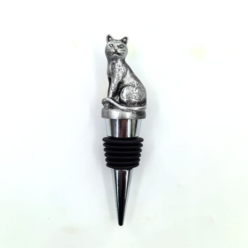 Stopper din aliaj pentru sticlă de vin, cu modele de animale: bivol, pisică și dalmațian, siglă imprimată