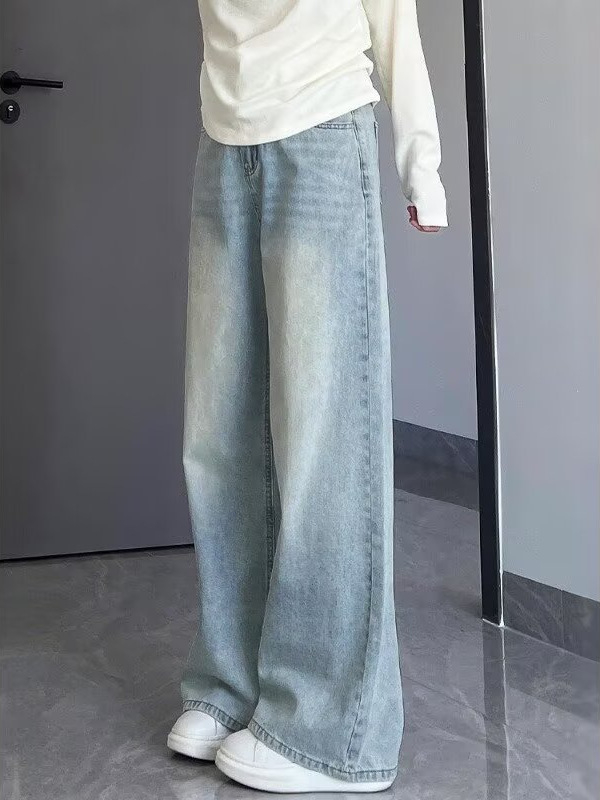 Blugi dama drepți, culoare deschisă, toamnă, mărime mare, croială lejeră, pantaloni denim largi