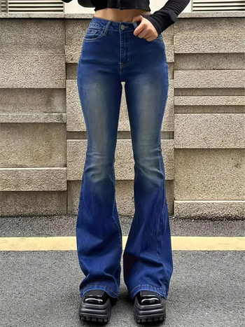 Womejeans Pantaloni de blugi pentru femei cu croială american retro și microflare, 2026 stil nou, denim lejer