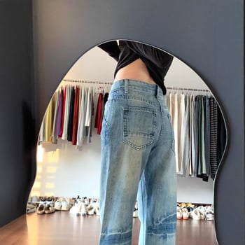 Jeans damă alb spălat, micro-flare, talie înaltă, croială slim, primăvara 2025, pantaloni în formă de potcoavă