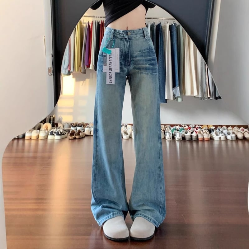 Jeans damă alb spălat, micro-flare, talie înaltă, croială slim, primăvara 2025, pantaloni în formă de potcoavă