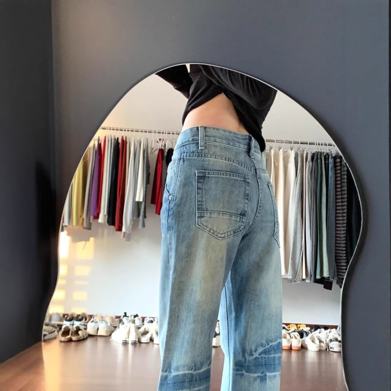 Jeans damă alb spălat, micro-flare, talie înaltă, croială slim, primăvara 2025, pantaloni în formă de potcoavă