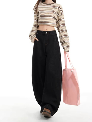 Jeanși pentru femei în stil american retro, croială largă, 2025 toamnă-iarnă, lejer, croială flatantă, casual și versatil, lungime până la podea