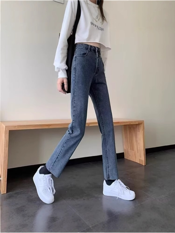 Blugi femei stil cigarette, toamnă-iarnă, talie înaltă, croi slim, drepti, lungime 9/10, design casual inspirat de Hong Kong