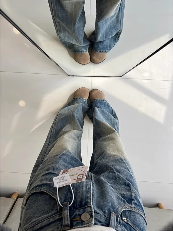 Blugi denim largi în stil american retro, plus mărime, talie înaltă, croială dreaptă lejeră, pentru femei cu siluetă para, toamnă 2025