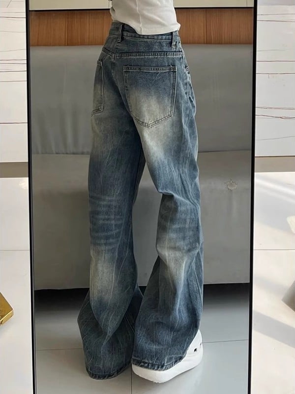Blugi denim largi în stil american retro, plus mărime, talie înaltă, croială dreaptă lejeră, pentru femei cu siluetă para, toamnă 2025