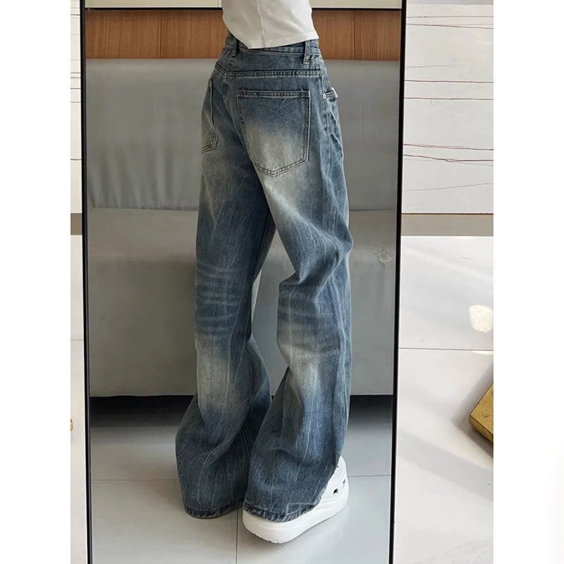 Blugi denim largi în stil american retro, plus mărime, talie înaltă, croială dreaptă lejeră, pentru femei cu siluetă para, toamnă 2025