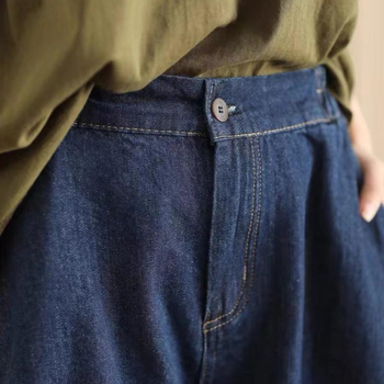 Pantaloni denim în stil harem pentru femei, talie înaltă, plus size, jeansi casual slimming, pentru petite, stil dad jeans