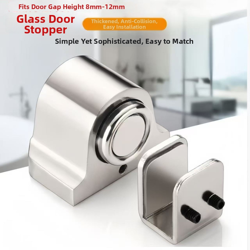 Silná magnetická zarážka dverí pre sklenené dvere, vhodná pre sklo s hrúbkou 10–12 mm, hliníková zliatina, montáž skrutkami, ochrana proti kolízii, moderný minimalistický štýl, Yihongxin Hardware
