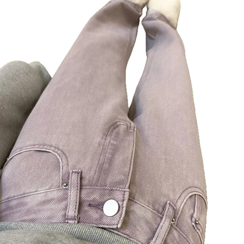 Blugi femei roz prăfuit, talie înaltă, croială dreaptă și wide-leg, stil coreean, model nou 2025