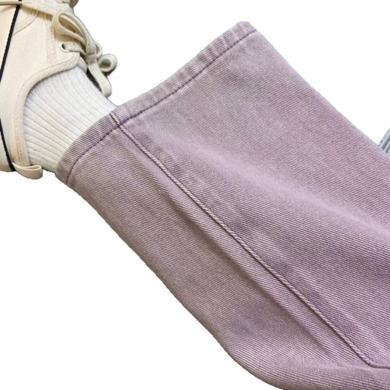 Blugi femei roz prăfuit, talie înaltă, croială dreaptă și wide-leg, stil coreean, model nou 2025